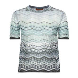Missoni T-Shirts, female, Multicolor, Size: M Chevron Lam&eacute; Viscose Crewneck T-Shirt with Sequins