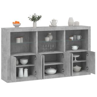 Berkfield Home Sideboard with LED Lights Concrete Grey 181.5x37x100 cm