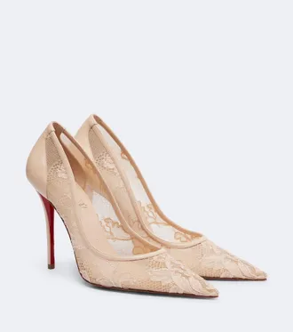 Christian Louboutin Miss Z leather-trimmed lace pumps