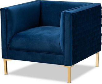 Design Studios Seraphin Glam And Luxe Navy Blue Velvet Armchair