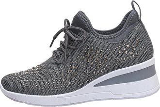 Generic o Ladies Flip Flops Women Sneakers Mesh Socks Casual Outerwear Women Shoes Breathable Casual Sports Shoes Women Tennis Shoes (Grey, 7.5)