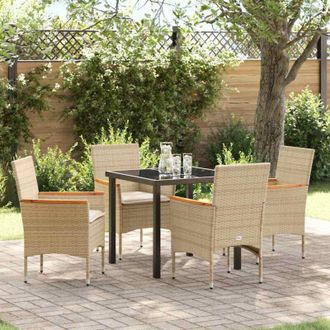 vidaXL Vidaxl - Conjunto De Comedor De Jard&iacute;n Con Coj&iacute;n 5 Pcs Beige Polirat&aacute;n