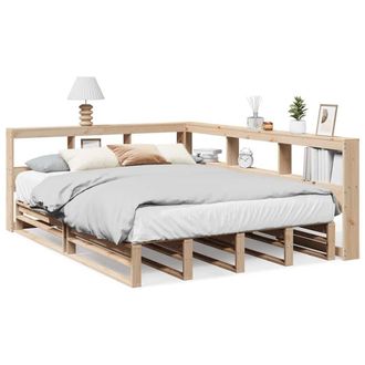 Berkfield Home Bookcase Bed without Mattress 160x200cm Solid Wood Pine in Light Brown | Size: 160x200 cm