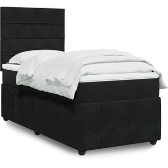 vidaXL Cama Box Spring Con Colch&oacute;n Terciopelo Negro 100x200 Cm Vidaxl