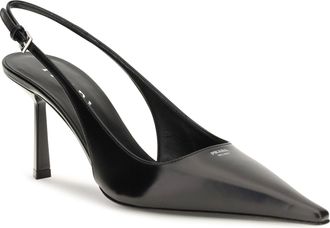 Prada Womens Leather Slingback Pumps Nero High Heel Shoes