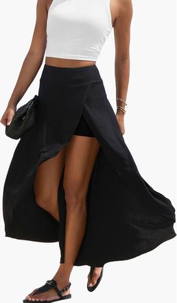 Lascana Asymmetrical Maxi Skort in Black at Nordstrom, Size 10