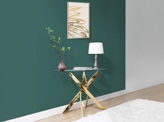 Vente-Unique Consolle in Vetro temperato e Metallo Dorato Trasparente - COSIMA