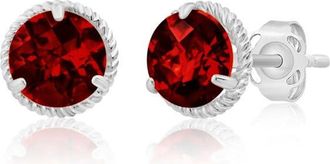 MAX + STONE 14k Yellow or White Gold 6mm Roped Halo Gemstone Round Stud Earrings