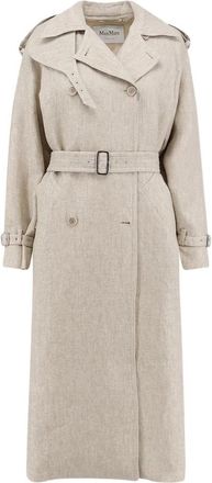 Max Mara Linnen Trenchcoat - Dames - Trenchcoats - Beige - XS - Linnen - Jassen
