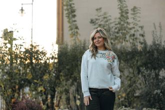 Papillon Embroidered Sweatshirt In Grey