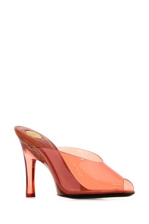 Saint Laurent Womens Orange Pvc Sabrina Mules Clearorange Scarpe Con Tacco High Heel Shoes
