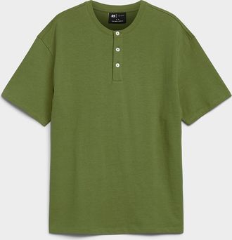 Le 31 Mens 100% organic cotton Henley Shirt T-shirt Comfort fit