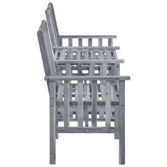 Berkfield Home Dense Garden Chairs with Tea Table 159x61x92 cm Solid Acacia Wood in Grey | Size: 159 x 61 x 92 cm