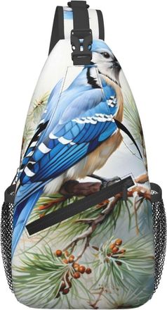 Generic Blue Bird On Branch Shoulder Bag Breathable Crossbody Bag With Zipper Backpack For Casual Workout Shopping