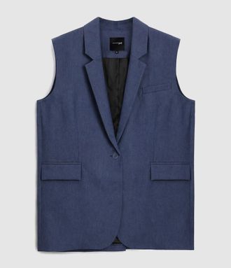 Jeanne Vouland Blazer Kos Sans Manches Denim Bleu Indigo