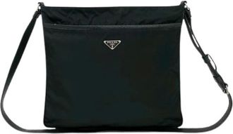 Prada Pre-owned Cross Body Bags, female, Black, Size: ONE SIZE Pre-owned Nylon Leather Shoulder Bag