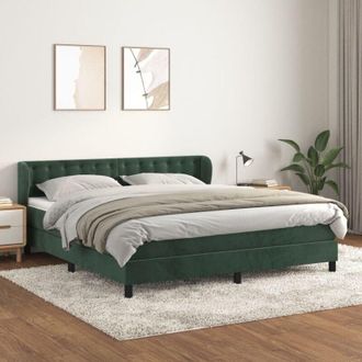 vidaXL Cama Box Spring Con Colch&oacute;n Terciopelo Verde Oscuro 160x200 Cm Vidaxl