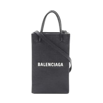Balenciaga Pre-owned Mini Bags, female, Black, Size: ONE SIZE Pre-owned Leather 2way Phone Tote Bag