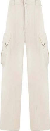 Pinko Cargo Broek - Dames - Wijde Broeken - Beige - L - Rayon - Broeken