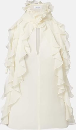 Alexander McQueen Top in georgette di seta con volant
