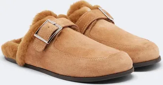 Jimmy Choo London Biker shearling-lined suede mules