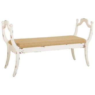 Wanderlust Deco Wanderlust Deco - Banqueta De Madera Tapizada Blanco 139x45.5x78