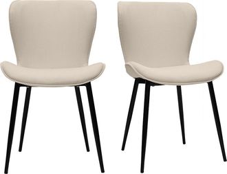 Miliboo Miliboo - Set De 2 Sillas De Dise&ntilde;o De Pana Beige Y Metal Negro Addict