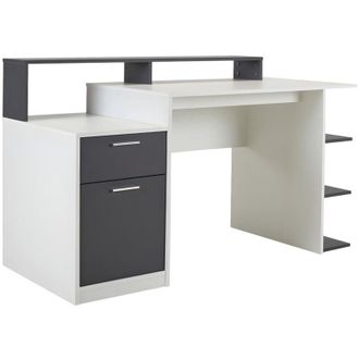 Vente-Unique Scrivania con cassetti e scomparti Bianco e grigio - ZACHARIE