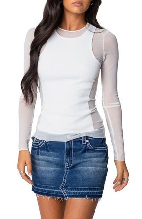 Edikted Layered Mesh Top in White at Nordstrom, Size X-Small