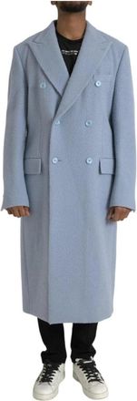 Dolce & Gabbana Cashmere Trenchcoat met ceintuur in de taille en gekerfde revers - Heren - Mantel - Blauw - XL - Leer - Jassen