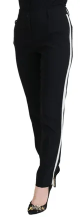 Dolce & Gabbana High-Waist Wool-Silk Trousers - Black