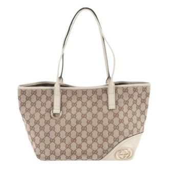 Gucci Pre-owned Tote Bags, female, Beige, Size: ONE SIZE Pre-owned Vintage GG Canvas Tote Bag