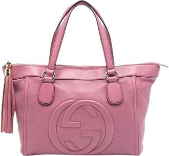 Gucci Pre-owned Handbags, female, Pink, Size: ONE SIZE Pre-owned Leather Tote