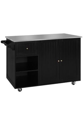 MID.YOU Mid.you K&uuml;cheninsel, Schwarz, Edelstahlfarben, Metall, 1 Schublade(n) Schubladen, einzeln stellbar, 116x89x49.5 cm, rollbar, K&uuml;chen, K&uuml;chenzeilen & K&uuml;