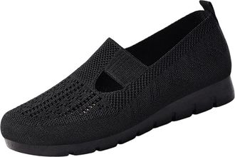 Generic Ladies Slip On Shoes Breathable Mesh Walking Shoe Solid Color Breathable Lightweight Comfortable Classic Casual Shoes Running Gym Black
