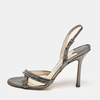 Jimmy Choo London Metallic Leather Hepsie Slingback Sandals