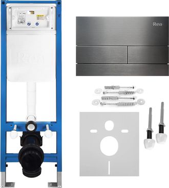 Rea Bastidor Para Inodoro Suspendido Rea Slim 024n Con Pulsador T Steel Tytan
