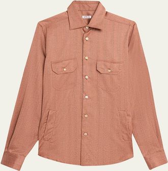 Kiton Mens Herringbone Cashmere Overshirt