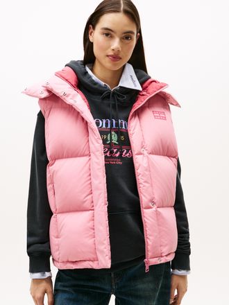 Tommy Jeans Steppweste TOMMY JEANS TJW ALASKA GRID DOWN VEST, Damen, Gr. XL (42), rosa (mystic pink), Web, Obermaterial: 100% Polyester, unifarben, regular fit, h
