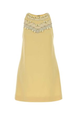 Valentino Garavani Yellow Wool Blend Mini Dress