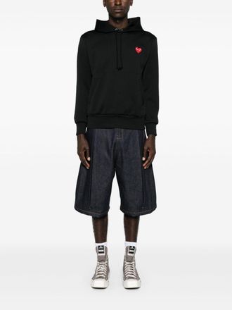 Comme Des Gar&ccedil;ons Signature Heart-Patch Cotton Hoodie - Black