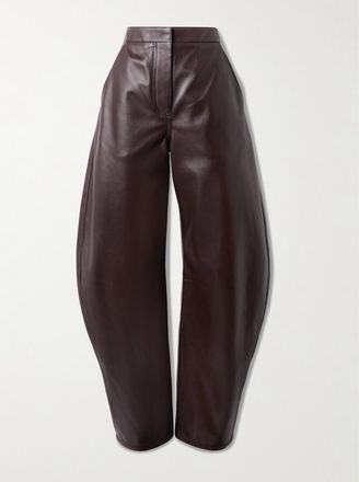 Alaia Pantaloni Barrel In Pelle - Marrone