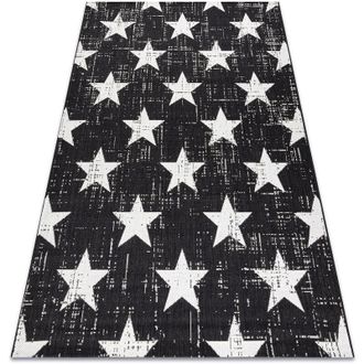 RugsX Rugsx - Alfombra De Cuerda Sisal Flat 48648/690 Estrellas Black 140x200 Cm