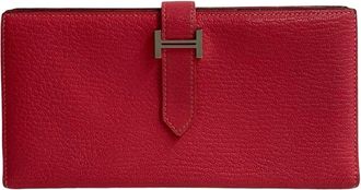 Hermès Pink Chevre Leather Long Wallet (Bi-Fold) (Pre-Owned)