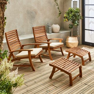 Sweeek Sweeek - Set di 2 sediaecon poggiapiedi in legno