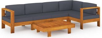 Les Tendances Muebles De Jard&iacute;n Muebles De Exterior Juego De Muebles De 6 Piezas Con Cojines Gris Oscuro Madera De Acacia 020016788