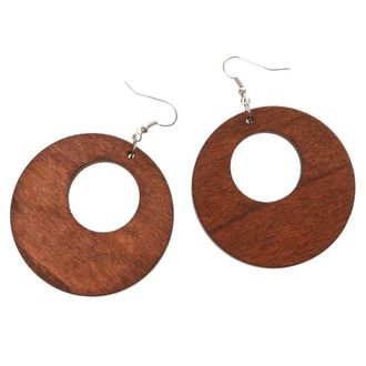 Generic Hollow Design Wooden Drop Dangle Hook Earrings Color DIY Jewelry Brown 50mm Nice and Attractive