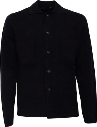 FILIPPO DE LAURENTIIS Truien & Vesten, Heren, Blauw, 3Xl, Wol, Vest met overhemdkraag en knopen