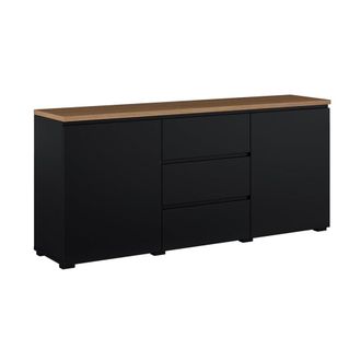 Petits Meubles Liko aparador de 2 puertas y 3 cajones paneles laminados negro