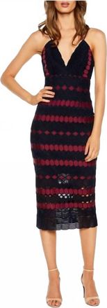 Bardot Diamond Lace Crochet Sheath Cocktail Midi Dress In Multicolor
